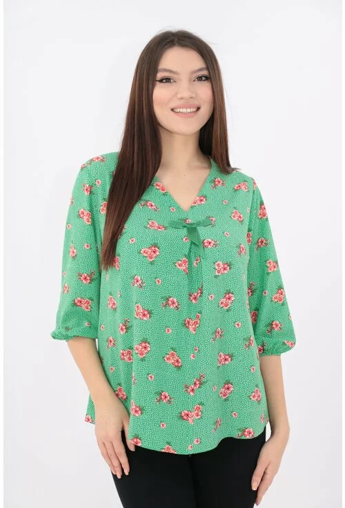 Bluza verde cu print floral marime mare 42