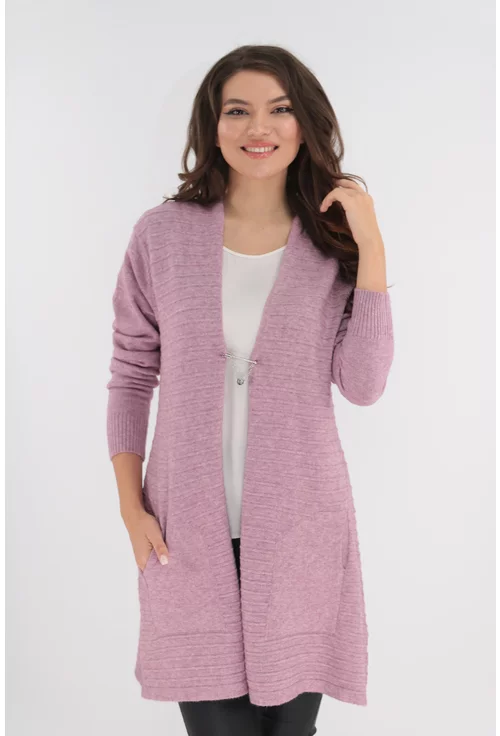 Cardigan roz tricotat marime mare L/XL