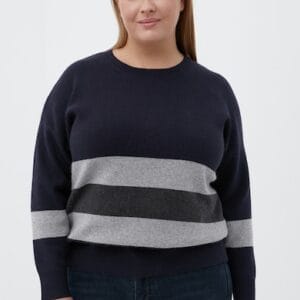 Pulover cu decolteu la baza gatului si modle in dungi FINN FLARE marimi 3XL