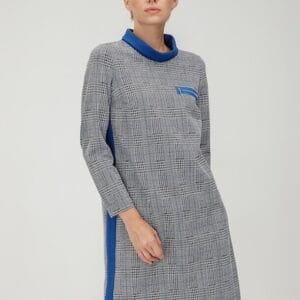 Rochie in carouri cu detalii contrastante Helmidge marimi 3XL