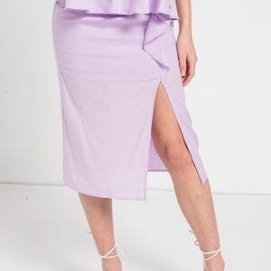 Fusta midi din amestec de in cu slit lateral ARMANI EXCHANGE marimi 2XL