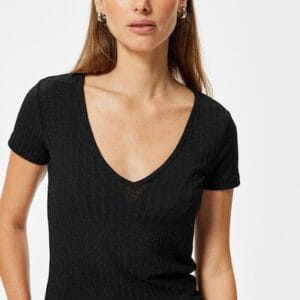 Tricou semi-transparent cu decolteu in V KOTON marimi 3XL