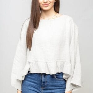 Bluza din in cu volanas