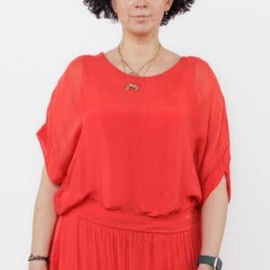 Bluza rosie din matase naturala măsuri mari