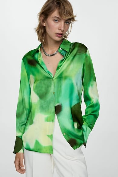 Camasa de satin cu imprimeu Aqua Mango marimi 3XL