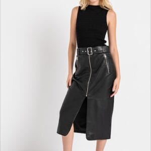 Fusta midi din piele Leomila HUGO marimi 2XL