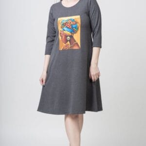 Rochie  A line  gri din jerseu