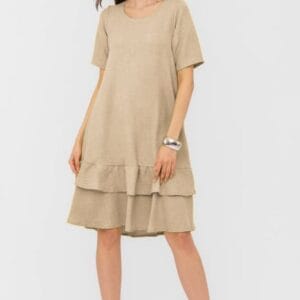 Rochie bej  A line  midi