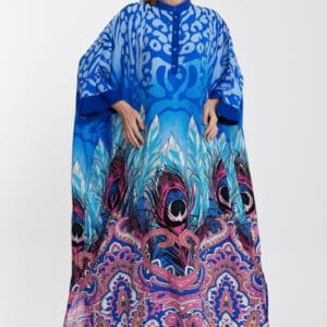 Rochie camasa oversize cu imprimeu paun