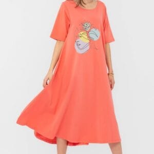 Rochie lunga A-line corai
