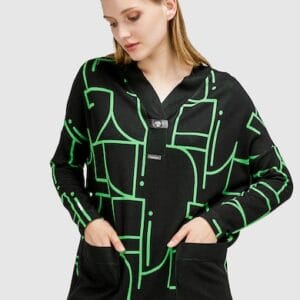 Bluza cu model geometric si buzunare aplicate Helmidge marimi 3XL