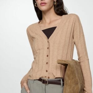 Cardigan pufos cu decolteu in V Mango marimi 3XL