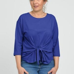 Bluza casual din bumbac ajustabila in fata cu maneca 3 4