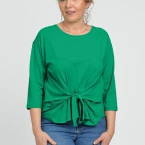 Bluza casual din bumbac ajustabila in fata cu maneca 3 4