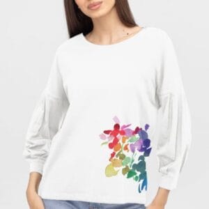 Bluza cu maneca bufanta din tricot de bumbac