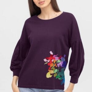 Bluza cu maneca bufanta din tricot de bumbac