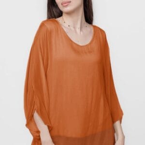 Bluza din matase naturala cu maneca evazata si dublura