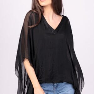 Bluza din matase naturala neagra