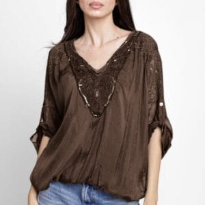 Bluza din matase naturala platca brodata