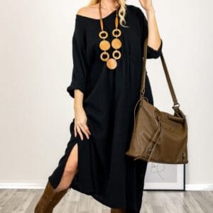 Rochie din catifea reiata neagra