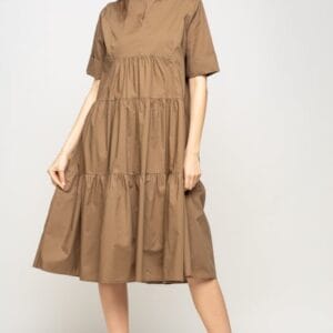Rochie din poplin satinat cu volane