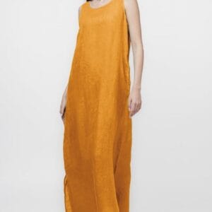 Rochie lunga A-line din in