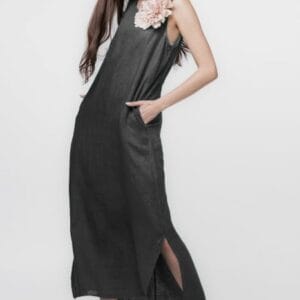 Rochie lunga A-line din in