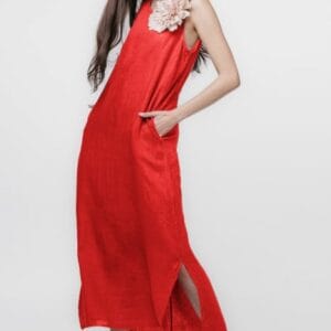 Rochie lunga A-line din in