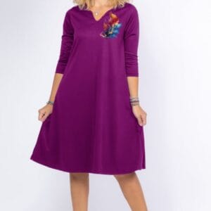 Rochie mov zmeura  A line  midi