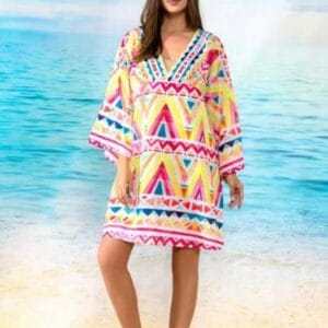 Rochie scurta de plaja din vascoza si bumbac