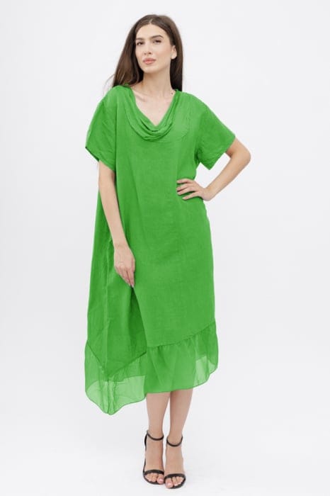 Rochie verde deschis usor asimetrica A-line