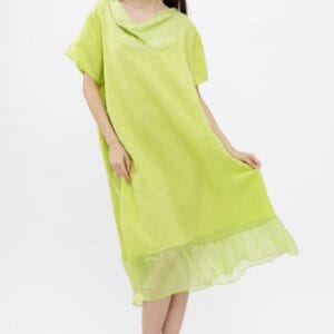 Rochie verde praz usor asimetrica A-line