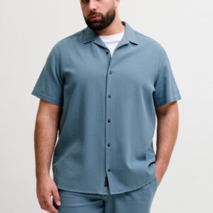 Cămașă bărbați mărimi mari Jack & Jones albastru inchis