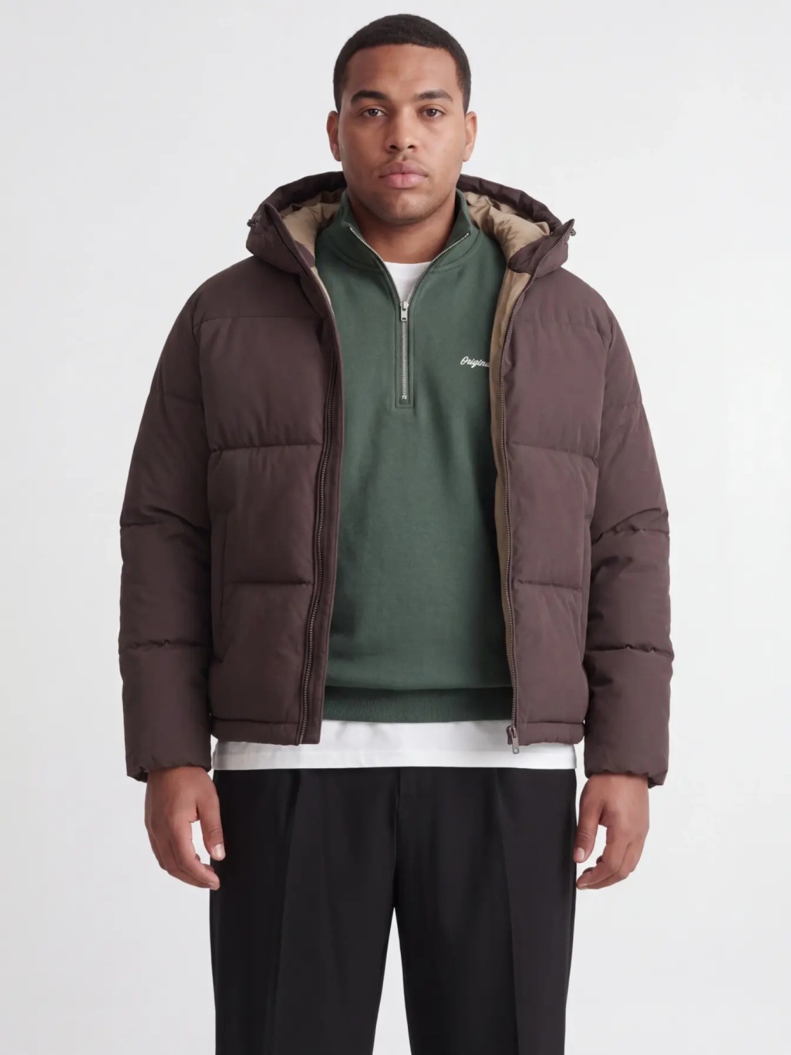 Geacă bărbați mărimi mari Jack & Jones maro inchis