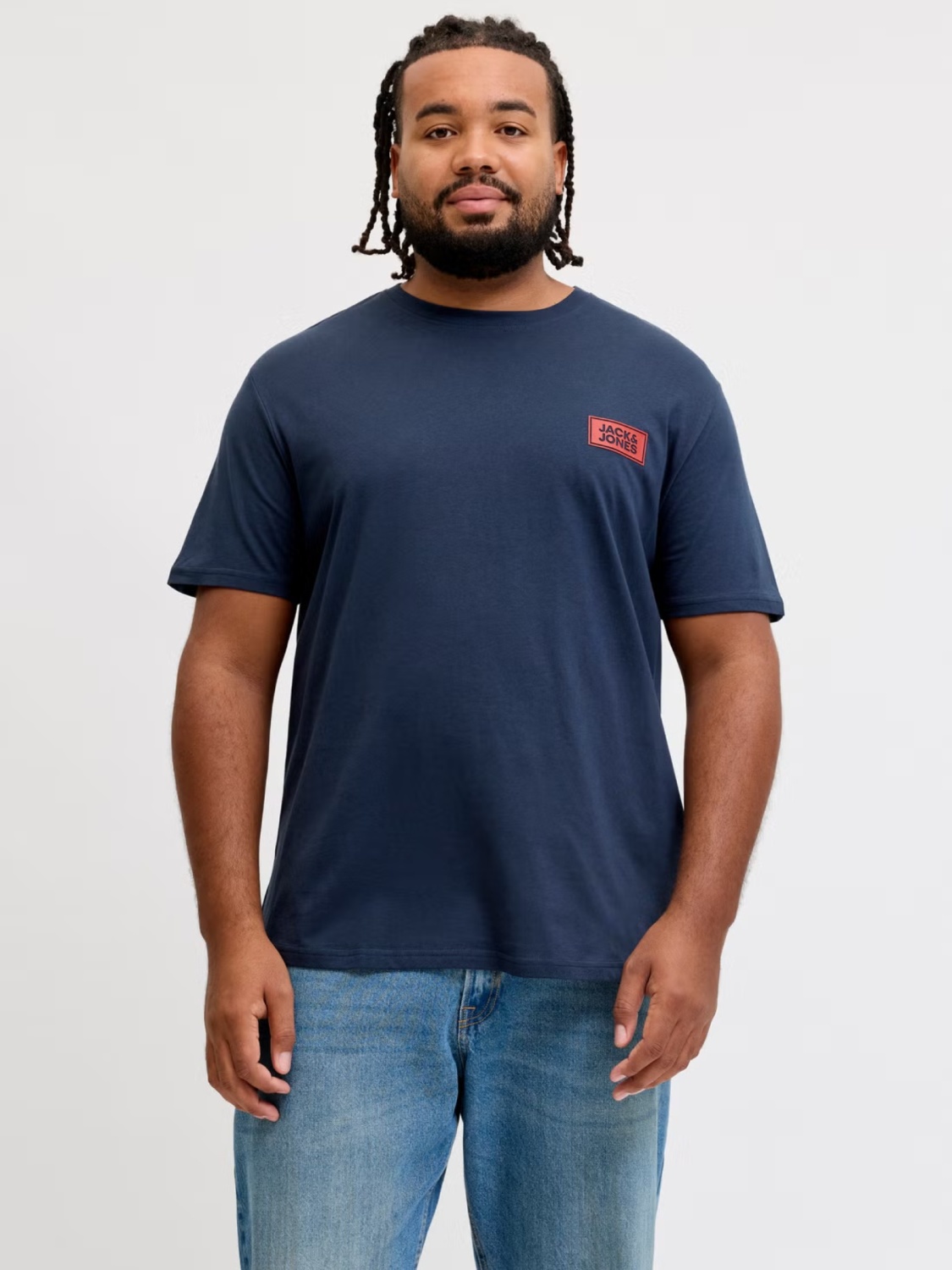 Tricou bărbați mărimi mari Jack & Jones bleumarin inchis