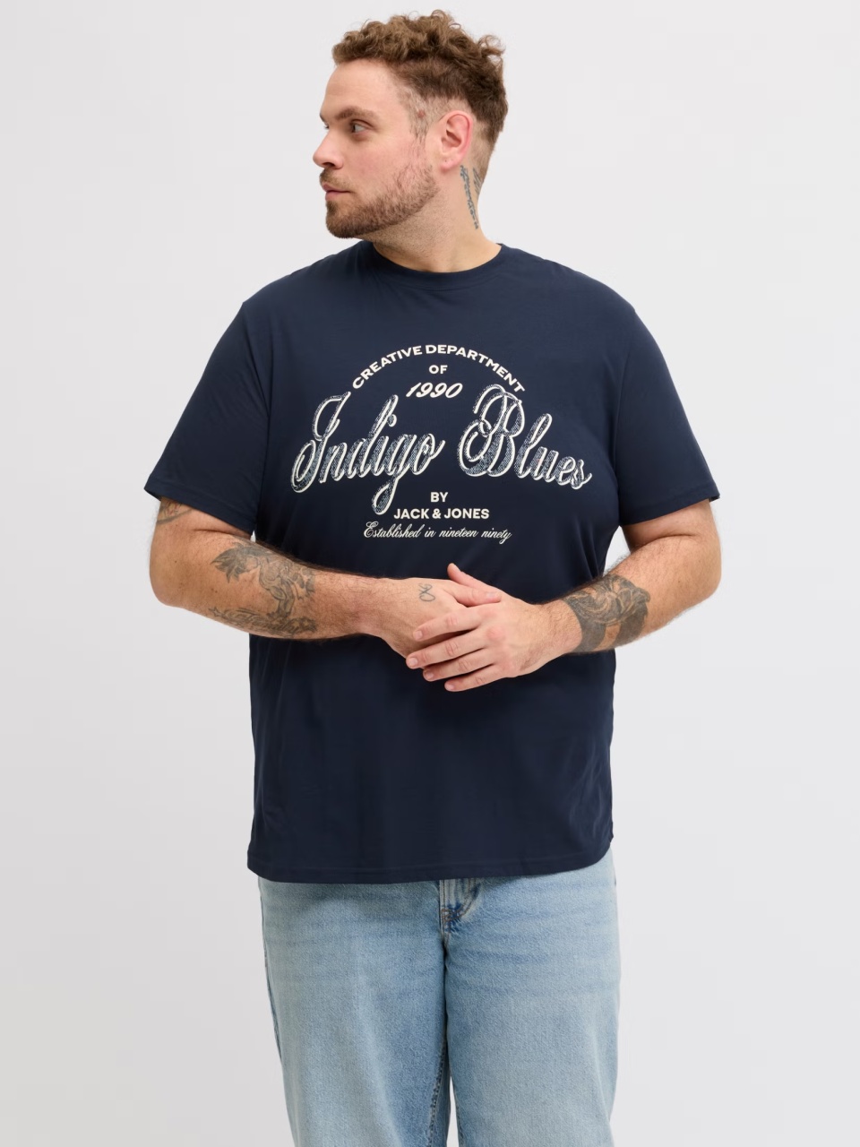 Tricou bărbați mărimi mari Jack & Jones bleumarin inchis