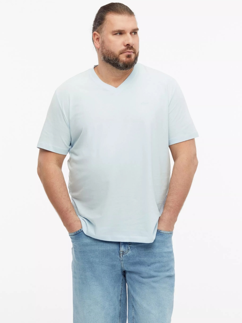 Tricou bărbați mărimi mari s.Oliver albastru deschis