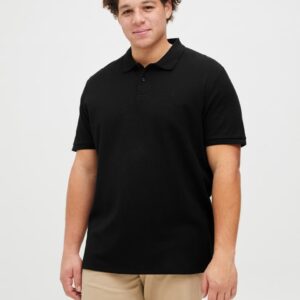 Tricou polo bărbați mărimi mari Jack & Jones negru