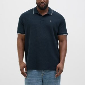 Tricou polo bărbați mărimi mari Jack & Jones bleumarin inchis
