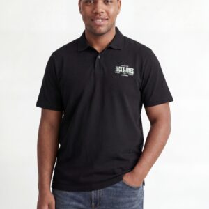 Tricou polo bărbați mărimi mari Jack & Jones negru