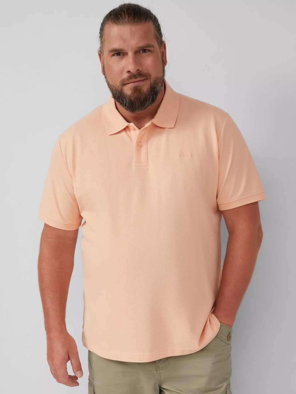 Tricou polo bărbați mărimi mari s.Oliver portocaliu deschis