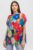 Bluza de vara tip poncho din matase cu imprimeu flori picturale mărime mare