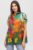 Bluza de vara tip poncho din matase cu imprimeu flori rosii mărime mare