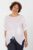 Bluza din in alba, asimetrica, cu siret pe fata mărime mare