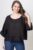 Bluza din in cu volanas, oversize, neagra mărime mare