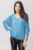 Bluza din matase naturala albastru jeans brodata si dantela pe spate si nasturei mărime mare
