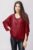 Bluza din matase naturala bordo brodata si dantela pe spate si nasturei mărime mare
