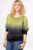 Bluza in degrade din matase naturala cu maneca lunga fluture si elastic la poale – verde praz negru mărime mare