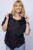 Bluza neagra asimetrica din in, cu gluga mărime mare