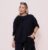 Bluza oversize neagra din jerseu cu aplicatie boboc mărime mare